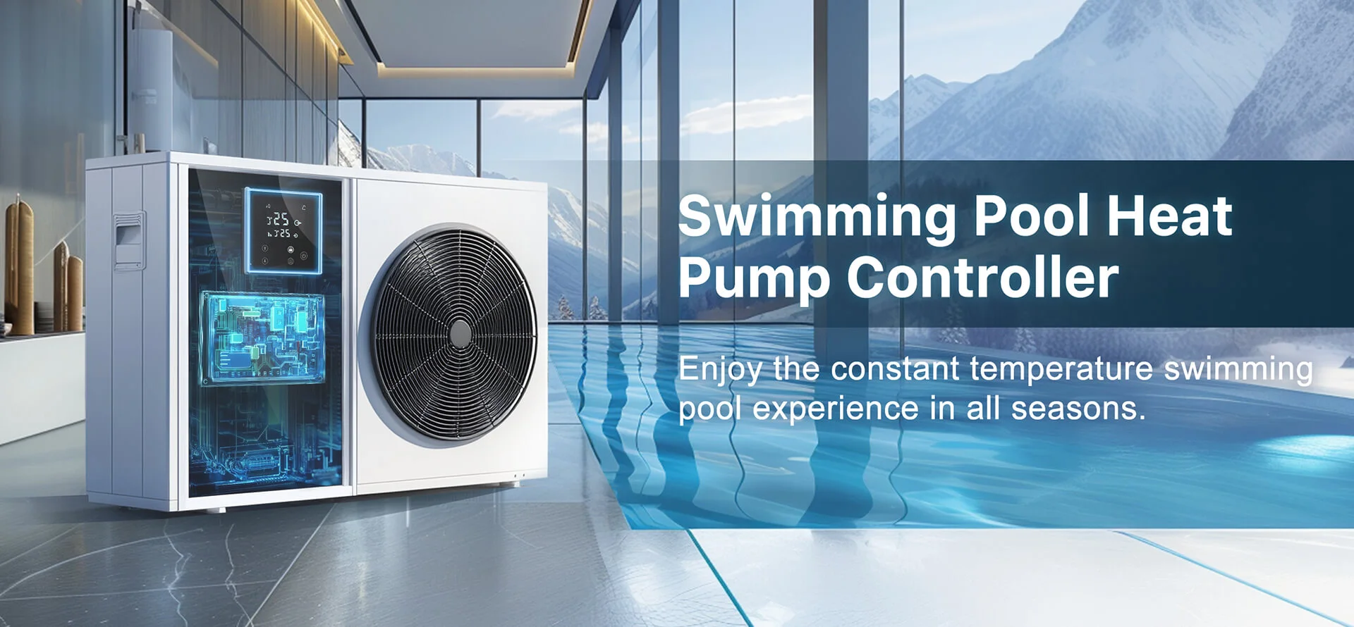 Swimming pool heat pump controller banner